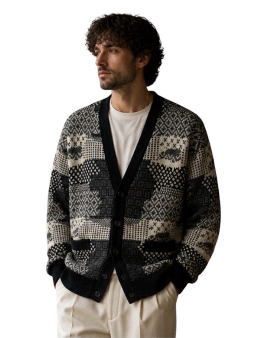 Vintage Paul Smith Patchwork Cardigan Mens Medium Geometric Indie GrandpaCore